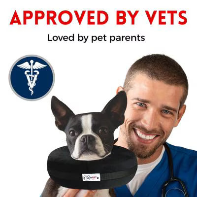 Comfurt Collar Stuffed Not Inflatable Dog & Cat Recovery Collar - Black