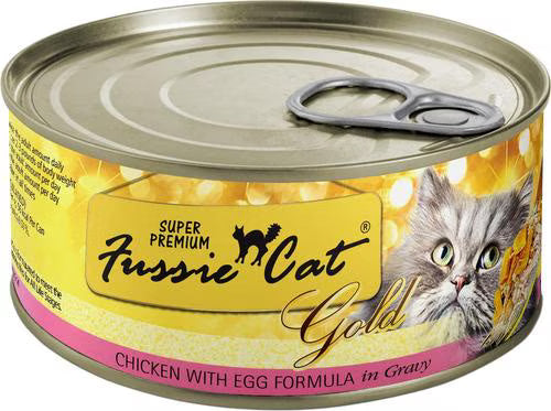 Fussie Cat Super Premium Chicken with Egg Formula in Gravy Grain-Free Canned Cat Food, 2.82-oz