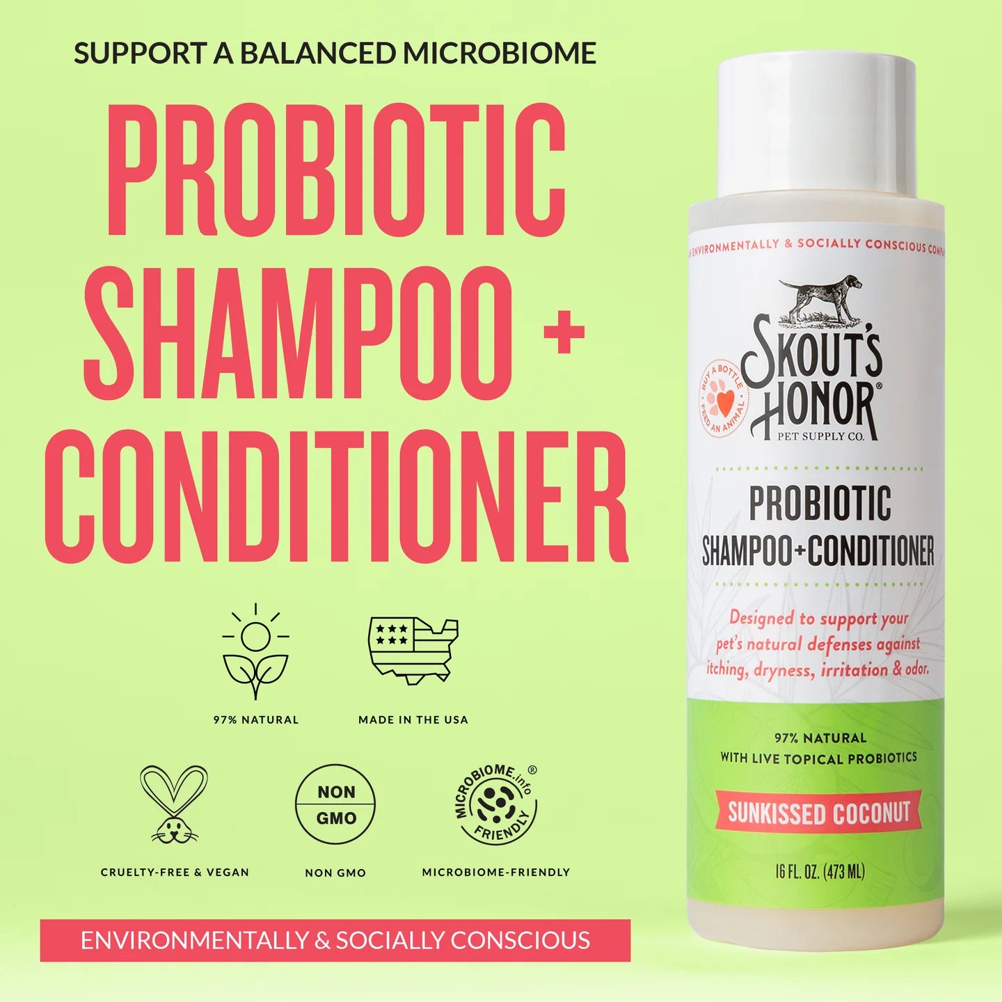 Skout's Honor Probiotic Shampoo + Conditioner - Sunkissed Coconut