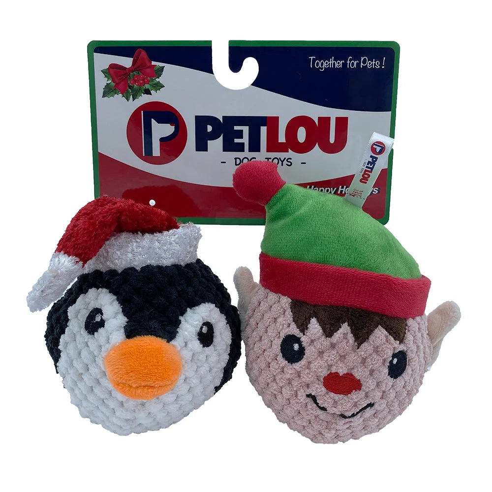Squeaky Twin Pack Ball - Penguin & Elf