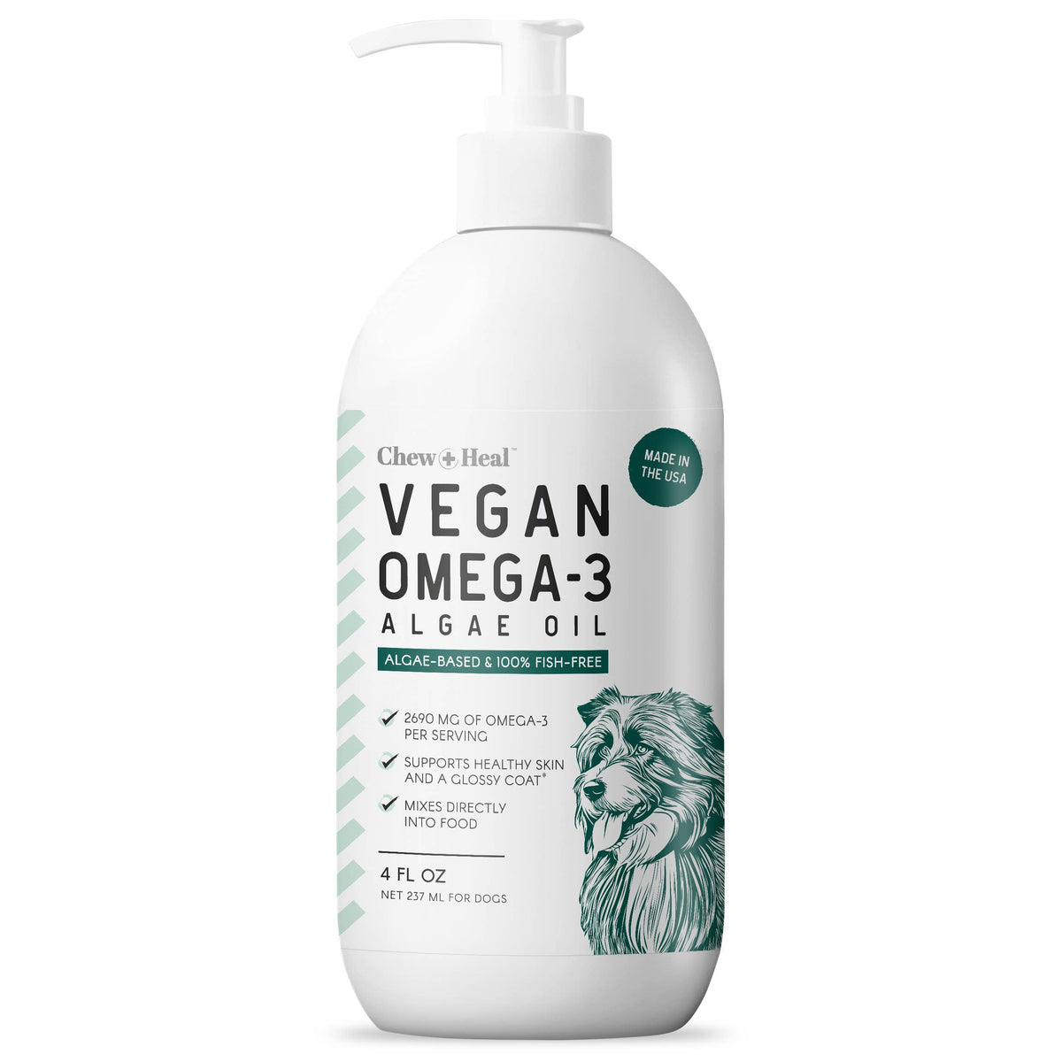 Vegan Omega-3 Skin and Coat Supplement for Dogs with Pump