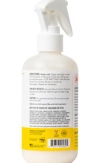 Skout's Honor Probiotic Daily Use Detangler Honeysuckle for Dogs, 8 fl. oz.