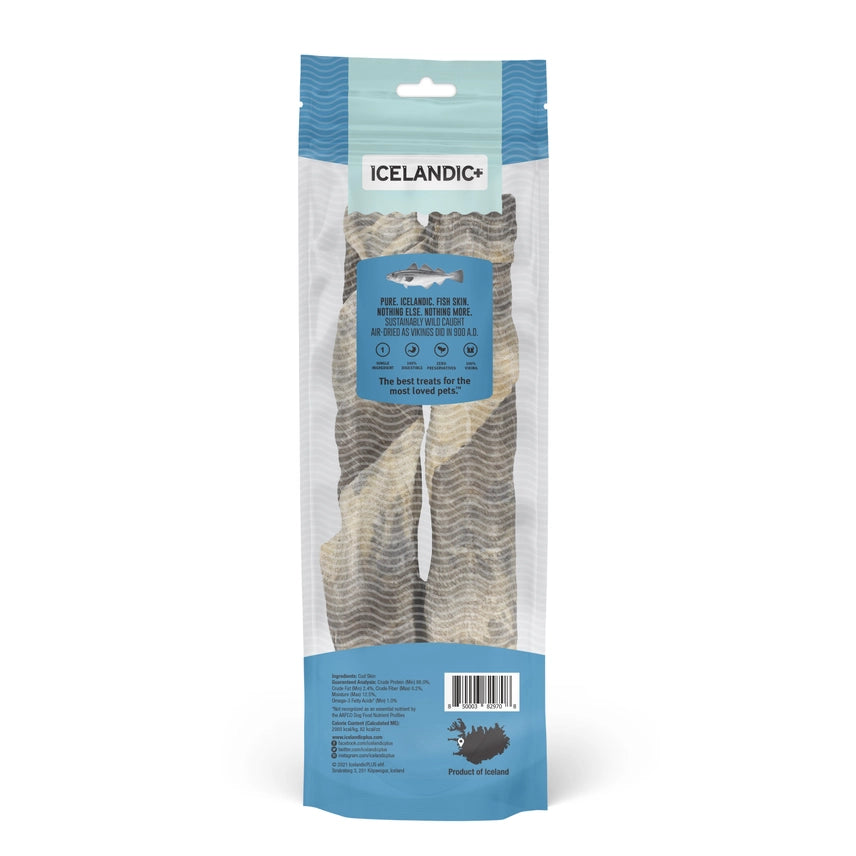 Icelandic Hand Wrapped Cod Skin 10" Long Chew Stick 2-Pack