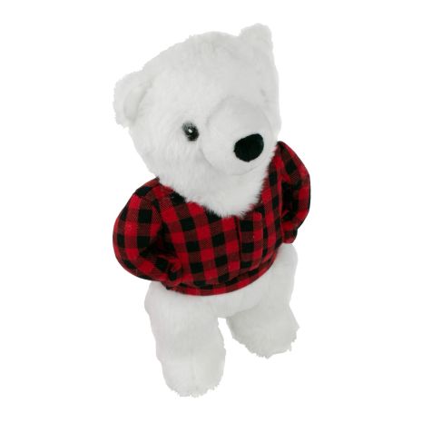 Tall Tails Plaid Polar Bear with Squeaker