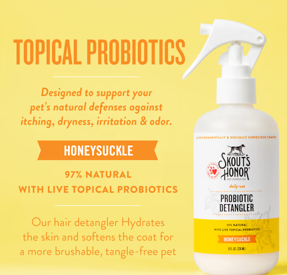 Skout's Honor Probiotic Daily Use Detangler Honeysuckle for Dogs, 8 fl. oz.
