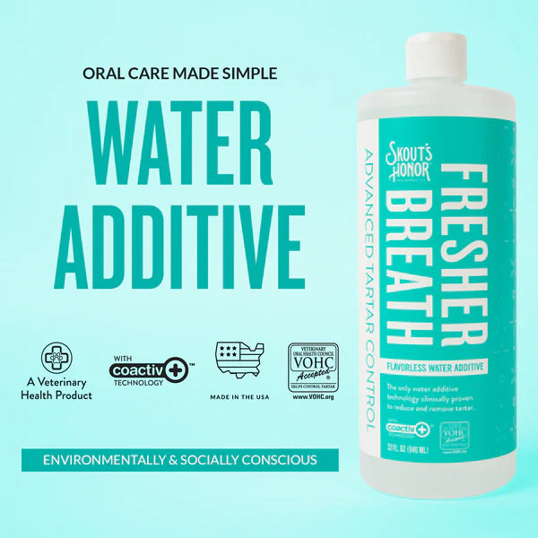 Skout's Honor Water Additive for Dogs & Cats - Fresh & Flavorless Oral Care for Pets, 32 oz Bottle