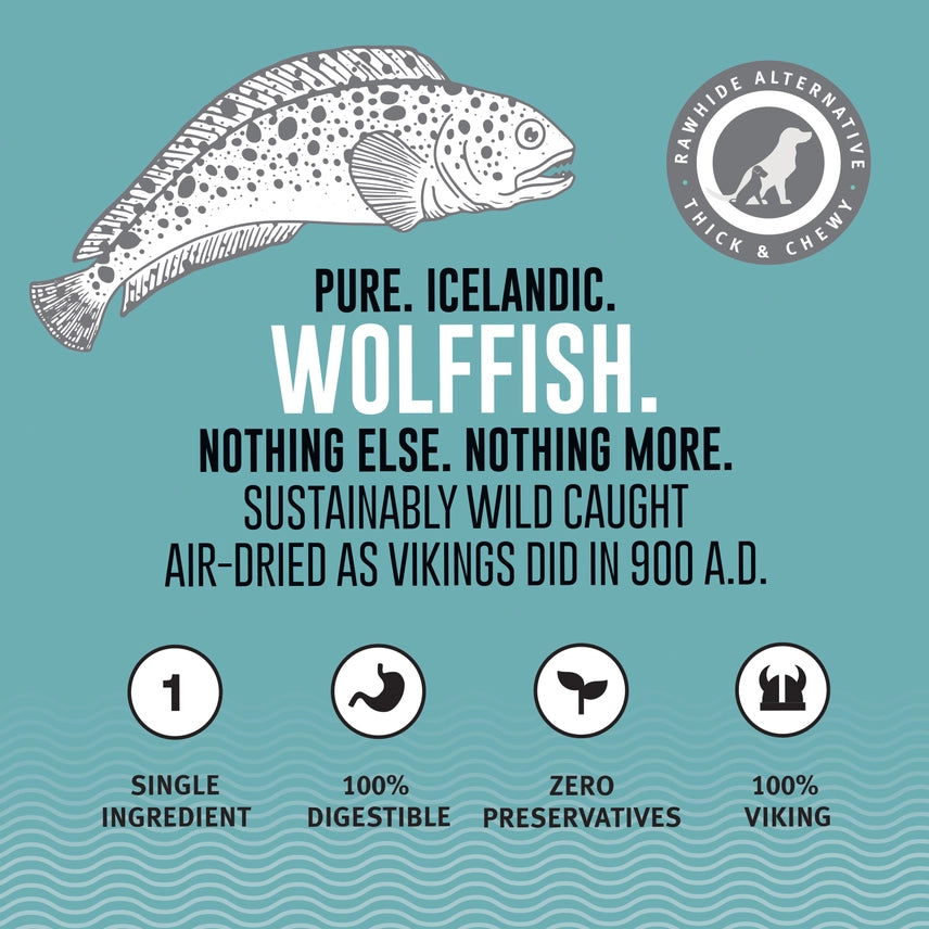 Icelandic Wolffish Stick & Pieces Fish Skin Chew Dog Treat
