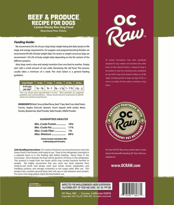 OC Raw BEEF & PRODUCE ~ Meaty Rox FROZEN
