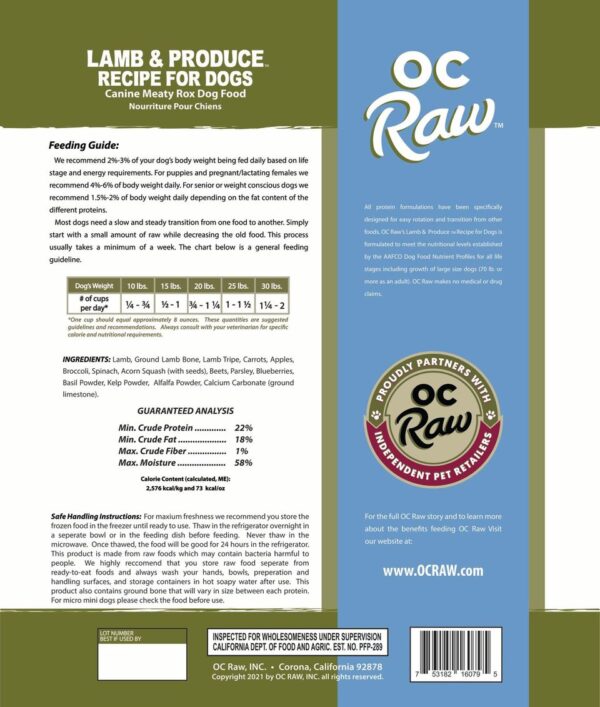 Oc Raw Lamb and Produce Meaty Rox Frozen