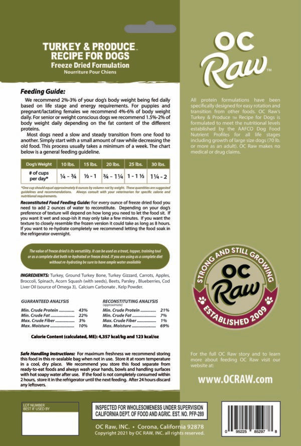 TURKEY & PRODUCE ~  FREEZE DRIED MEATY ROX
