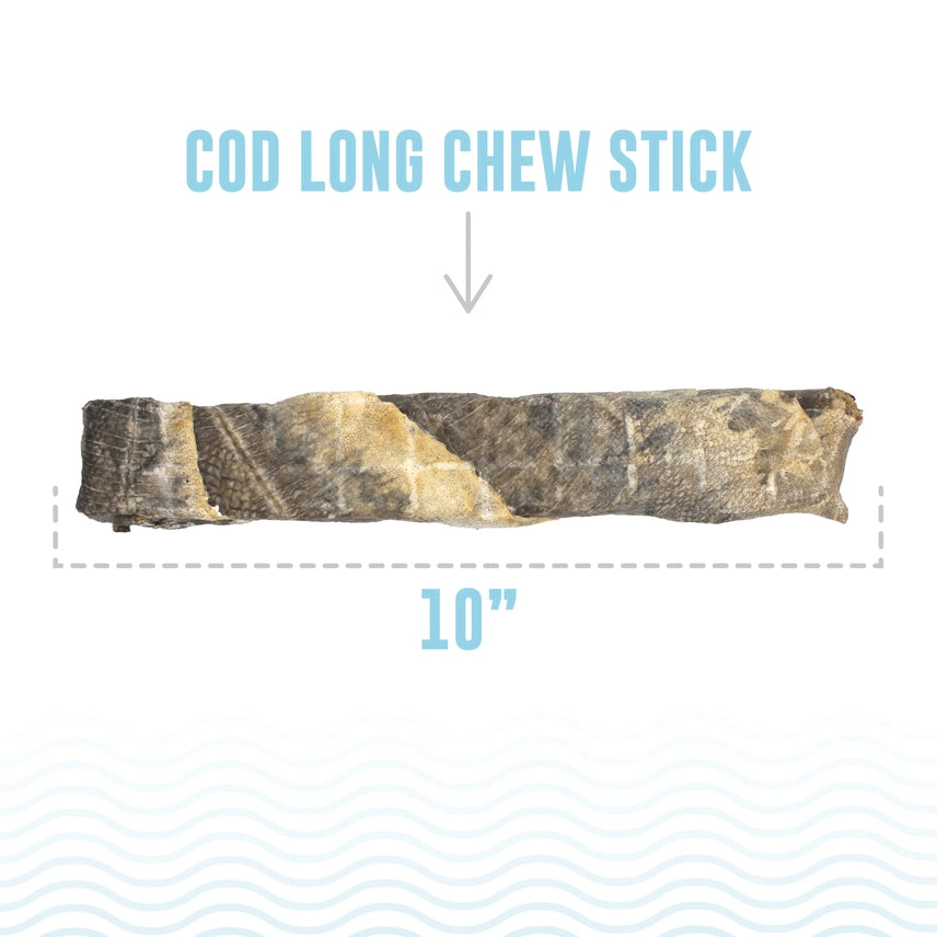 Icelandic Hand Wrapped Cod Skin 10" Long Chew Stick 2-Pack