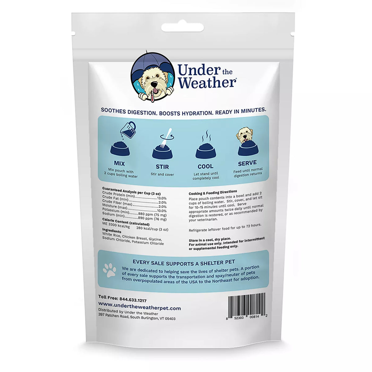 Under the Weather Freeze Dried Bland Diet All Life Stage Dry Dog Food - Rice & Chicken