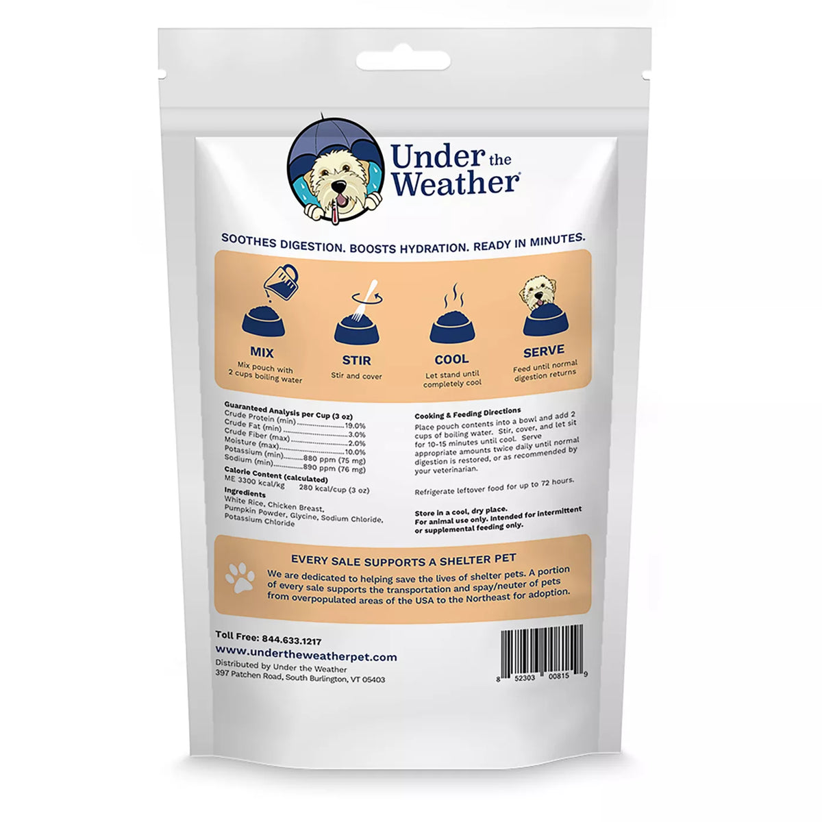 Under the Weather Freeze Dried Bland Diet All Life Stage Dry Dog Food - Rice, Chicken & Pumpkin
