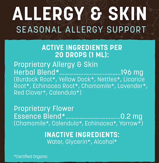 Earth Animal Natural Remedies Allergy & Skin Liquid Homeopathic Allergy Supplement for Dogs & Cats