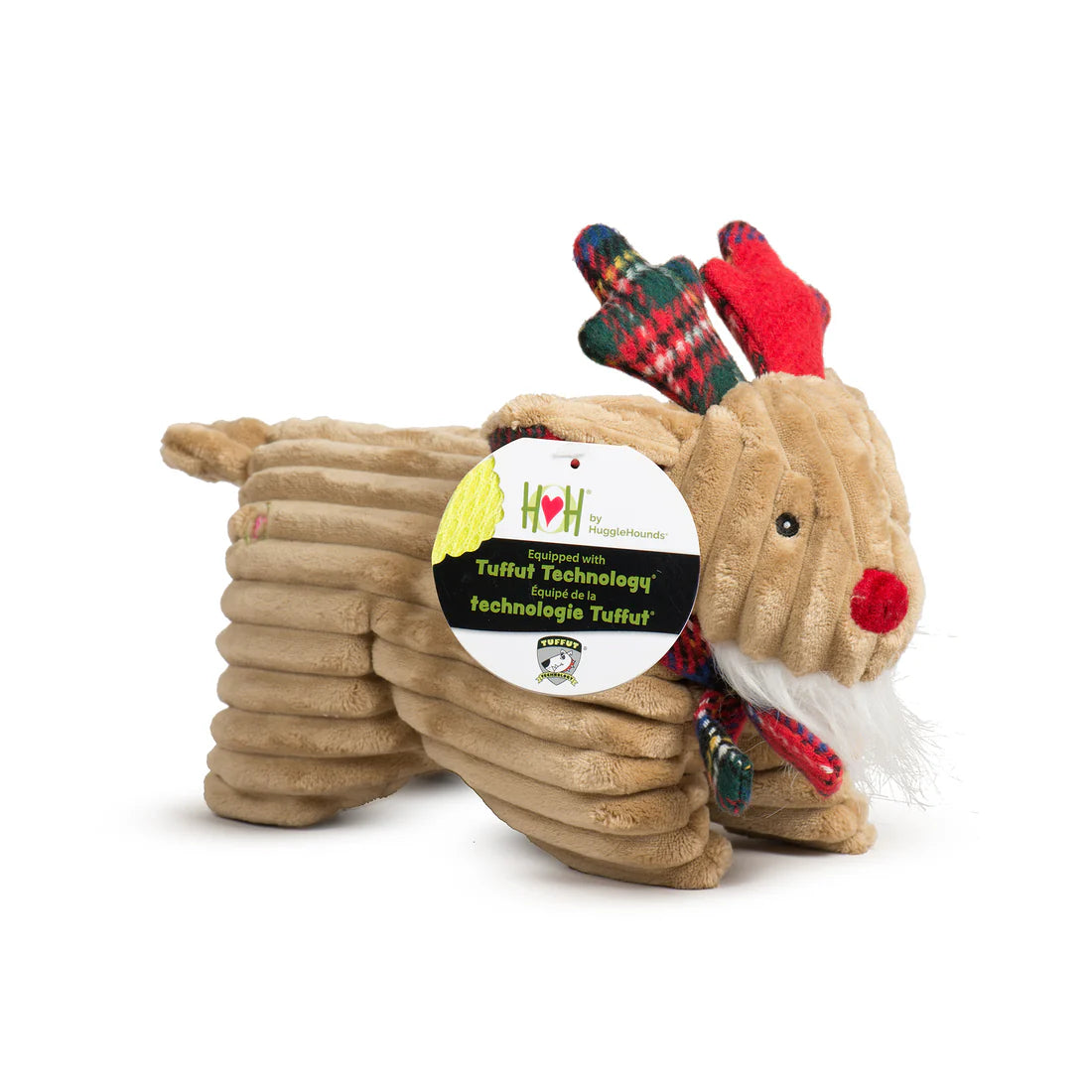 Reindeer Squooshie™ Durable Holiday Plush Dog Toy by HuggleHounds®