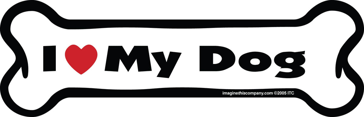 I Love My Dog - Bone Car Magnet