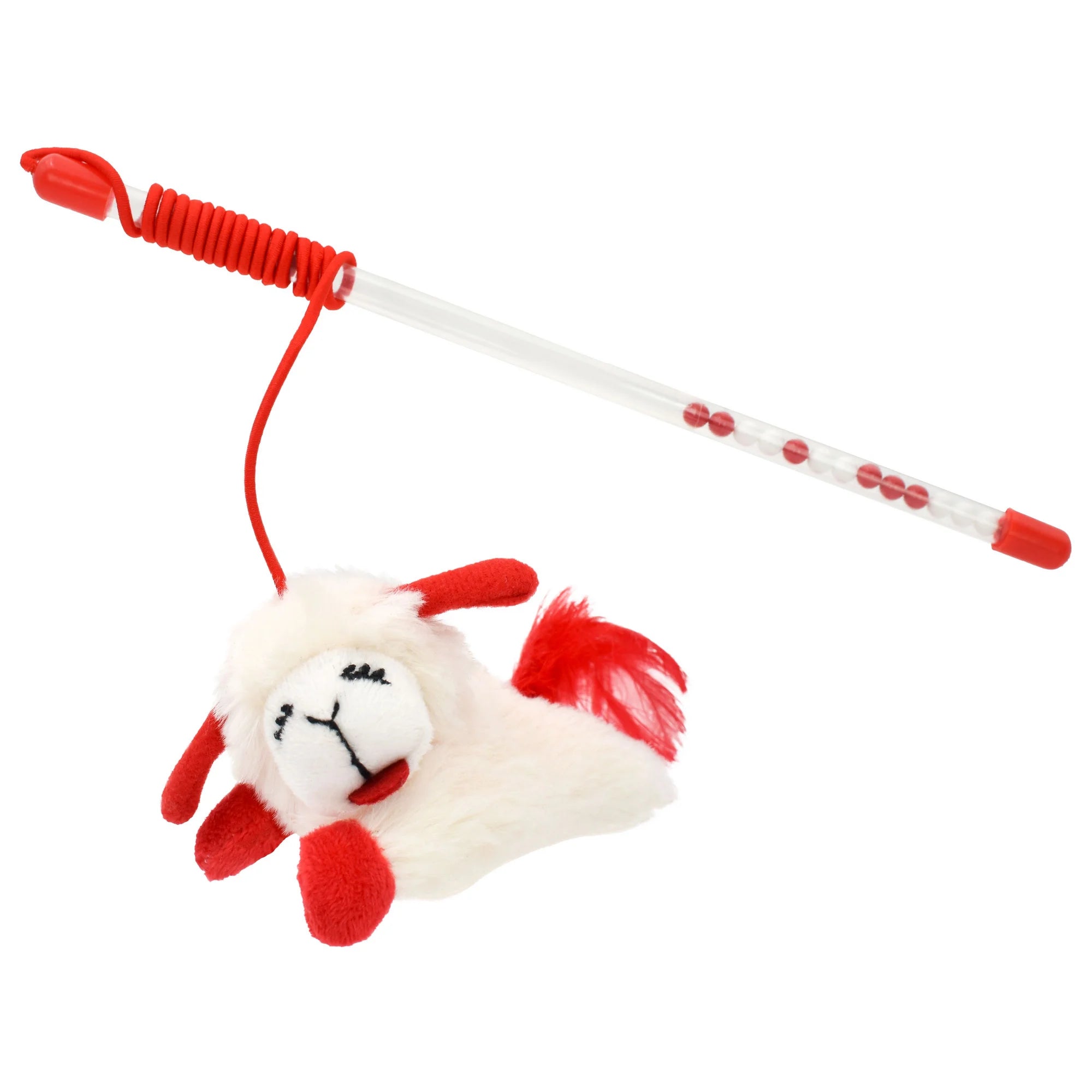 Multipet Lamb Chop Cat Wand with Refillable Catnip