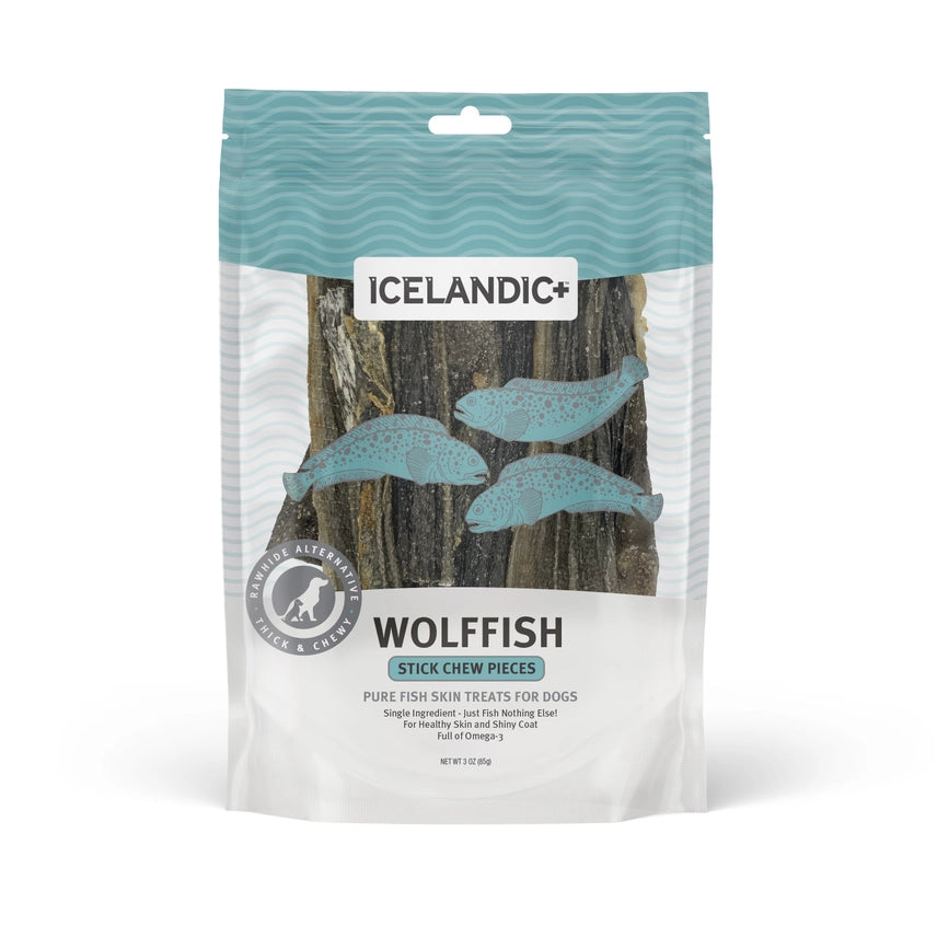 Icelandic Wolffish Stick & Pieces Fish Skin Chew Dog Treat