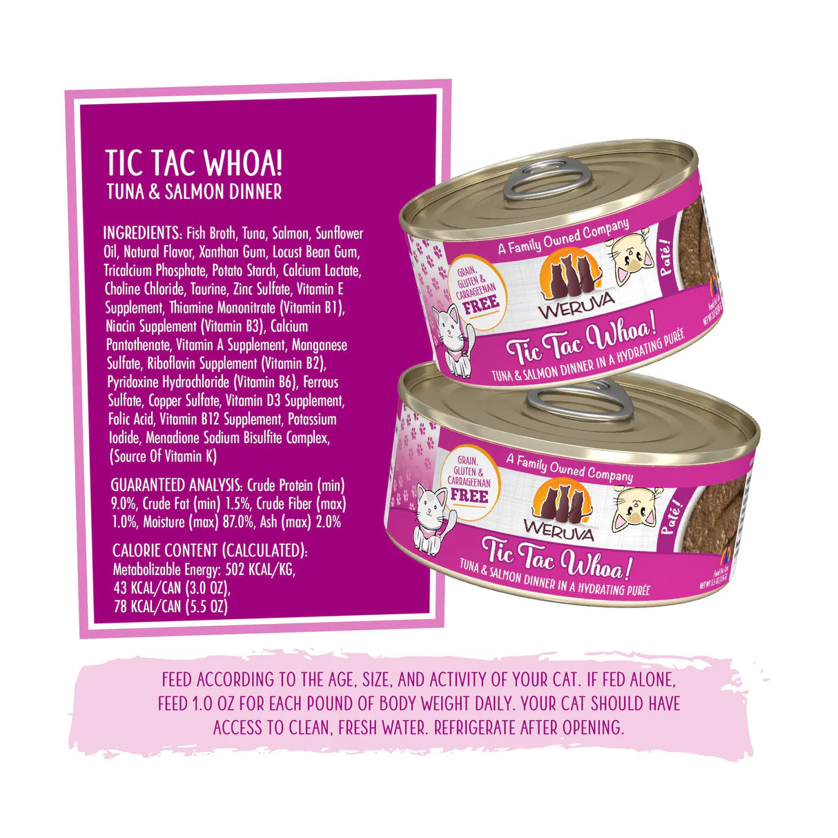 Weruva Cat Paté  Tic Tac Whoa! Tuna & Salmon Dinner in a Hydrating Purée