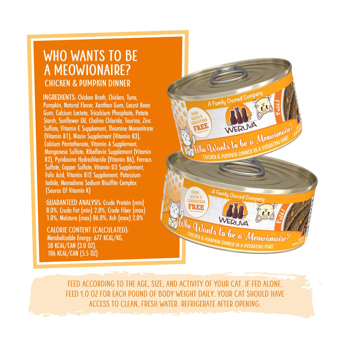 Weruva Cat Paté  Who Wants to be a Meowionaire? Chicken & Pumpkin Dinner in a Hydrating Purée