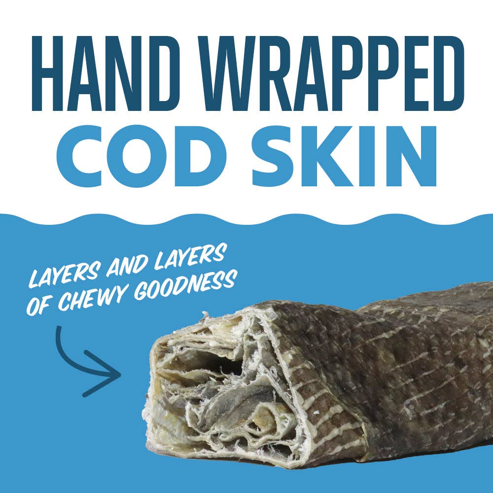 Icelandic+ Hand Wrapped Cod Skin 10" Long Chew Stick