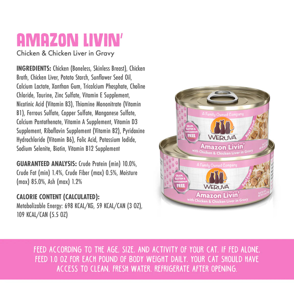 Weruva Classic Cat  Amazon Livin' Chicken & Chicken Liver in Gravy