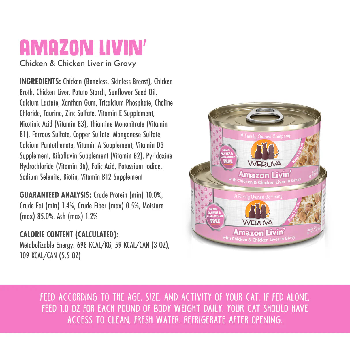 Weruva Classic Cat  Amazon Livin' Chicken & Chicken Liver in Gravy