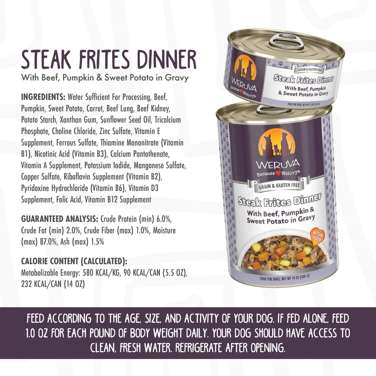 Steak Frites Dinner with Beef, Pumpkin & Sweet Potato in Gravy