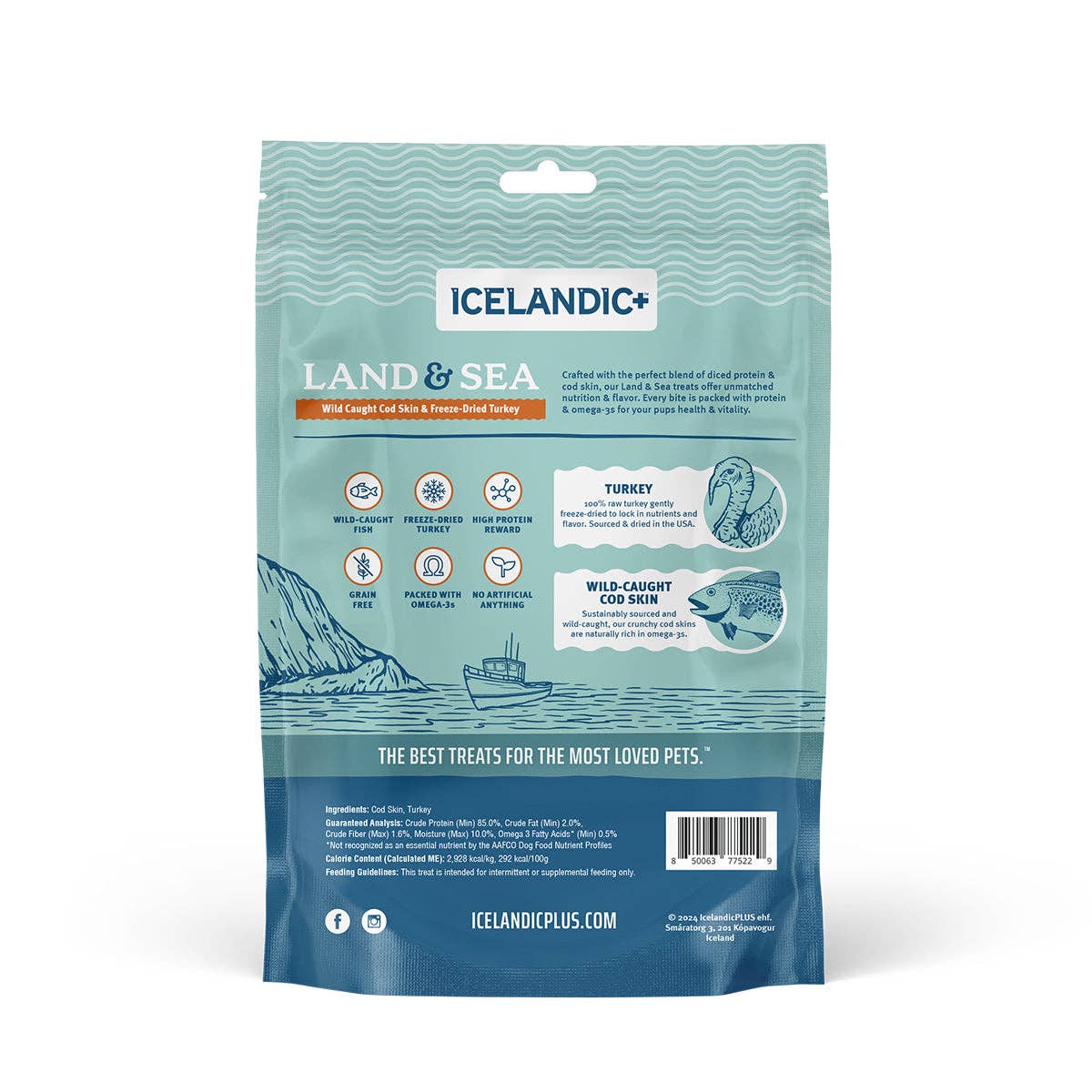 Icelandic+ Land & Sea Cod Skin & Freeze-Dried Trky Dog Treat