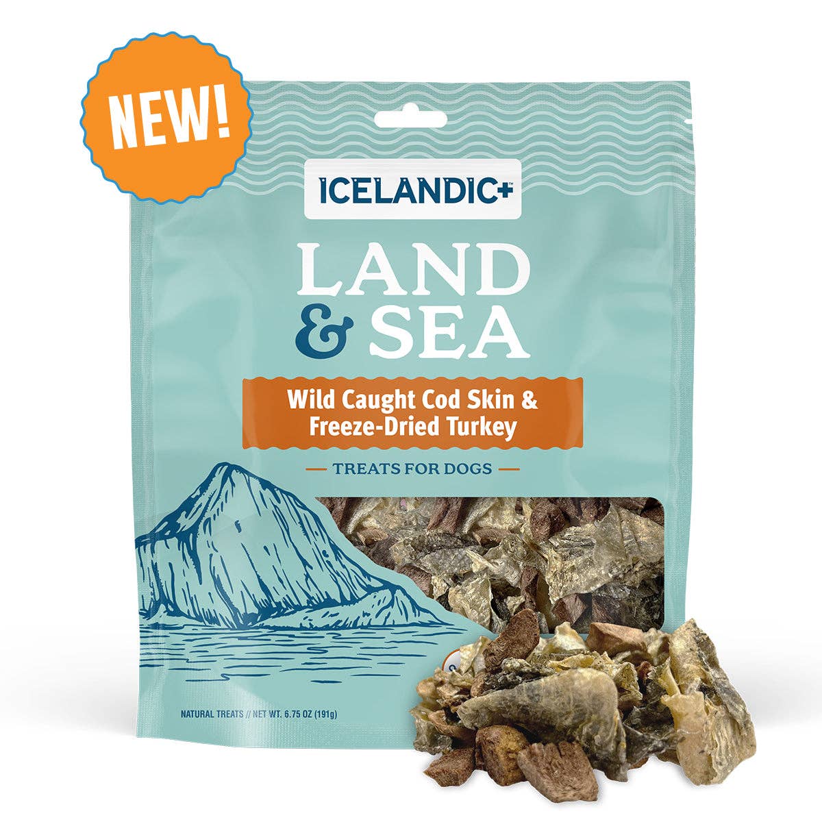 Icelandic+ Land & Sea Cod Skin & Freeze-Dried Trky Dog Treat
