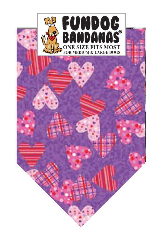 Plaid & Polka Hearts Dog Bandana