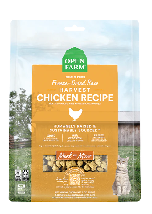 OPEN FARM CAT FREEZE DRIED RAW HARVEST CHICKEN RECIPE