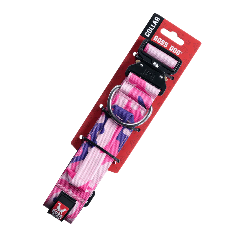 Boss Dog Unbreakable Tactical Collar - Pink Camo