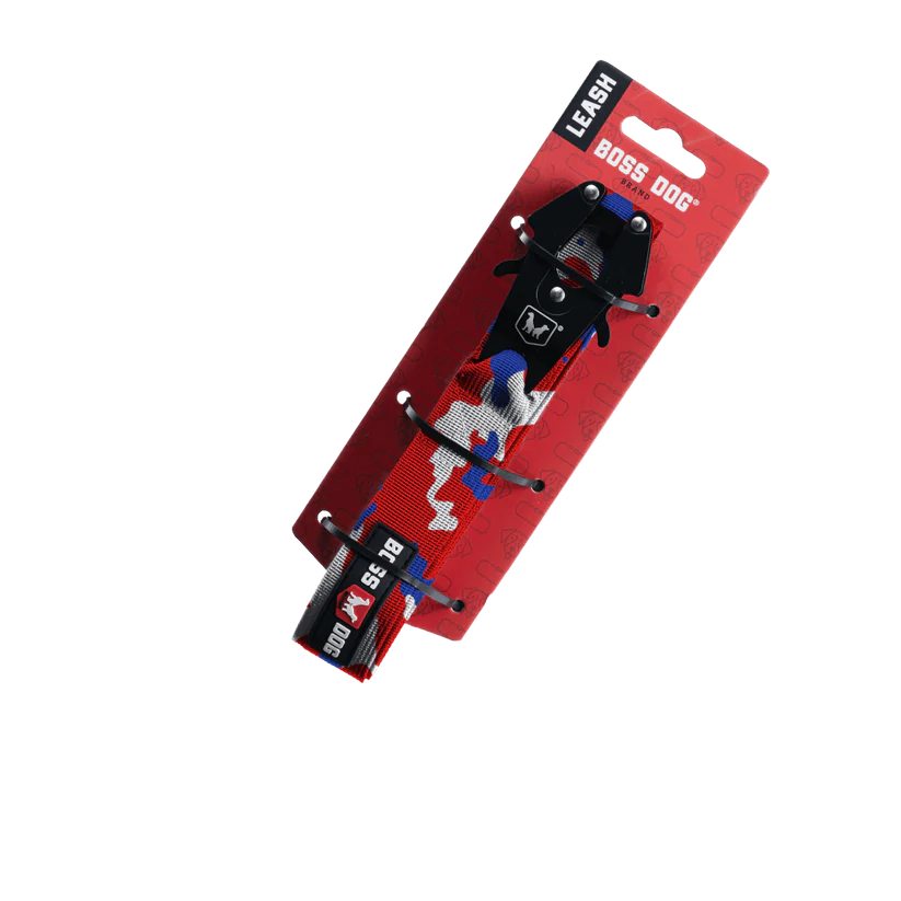 Boss Dog Tactical Unbreakable Leash - Red, White & Blue Camo