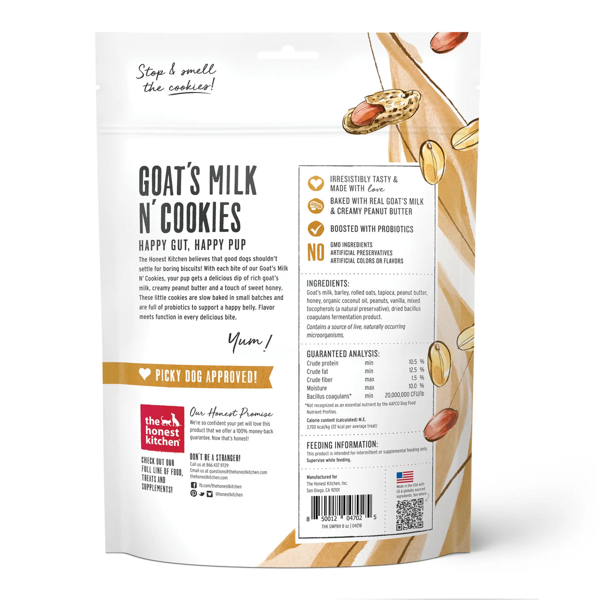 The Honest Kitchen  Peanut Butter & Honey Goat's Milk N' Cookies