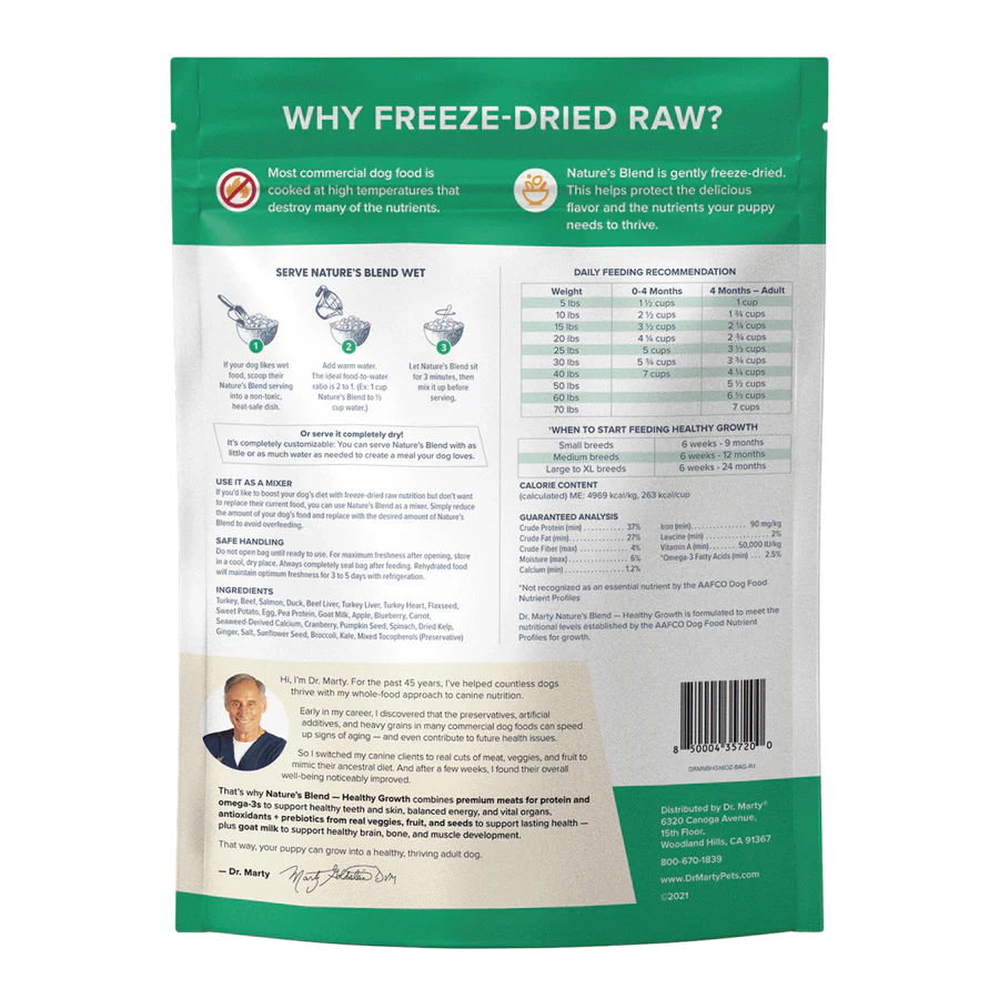 Dr Marty's Nature's Blend Healthy Growth Puppy Recipe Freeze Dried Dog Food