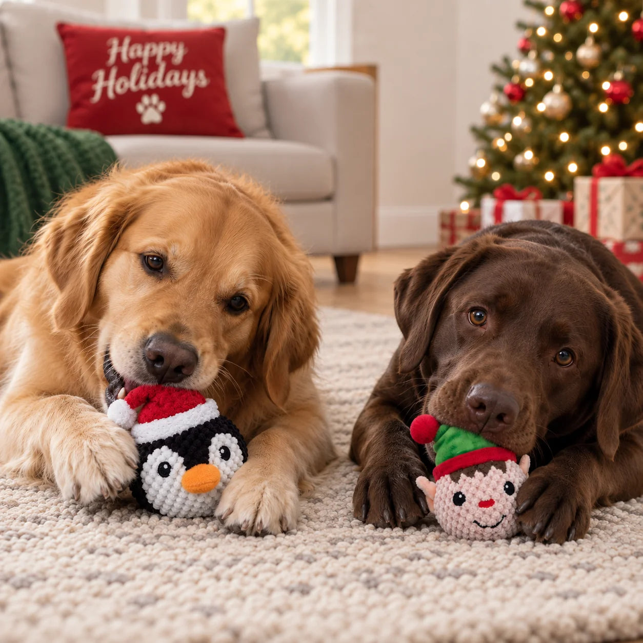 Squeaky Twin Pack Ball - Penguin & Elf
