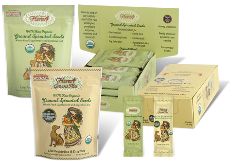 Carna4 Flora4 Greens PLUS Ground Sprouted Seeds Food Topper For Dogs & Cats