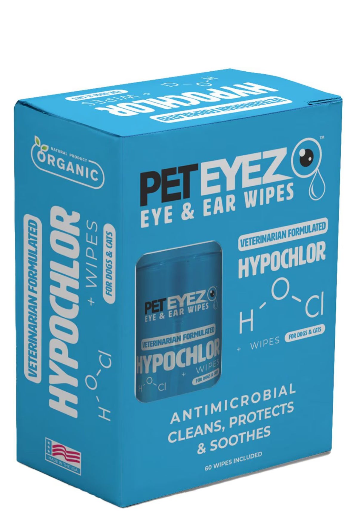 Pet Eyez Hypoclor Antimicrobial Dog & Cat Eye & Ear Wipes, 5-fl oz bottle