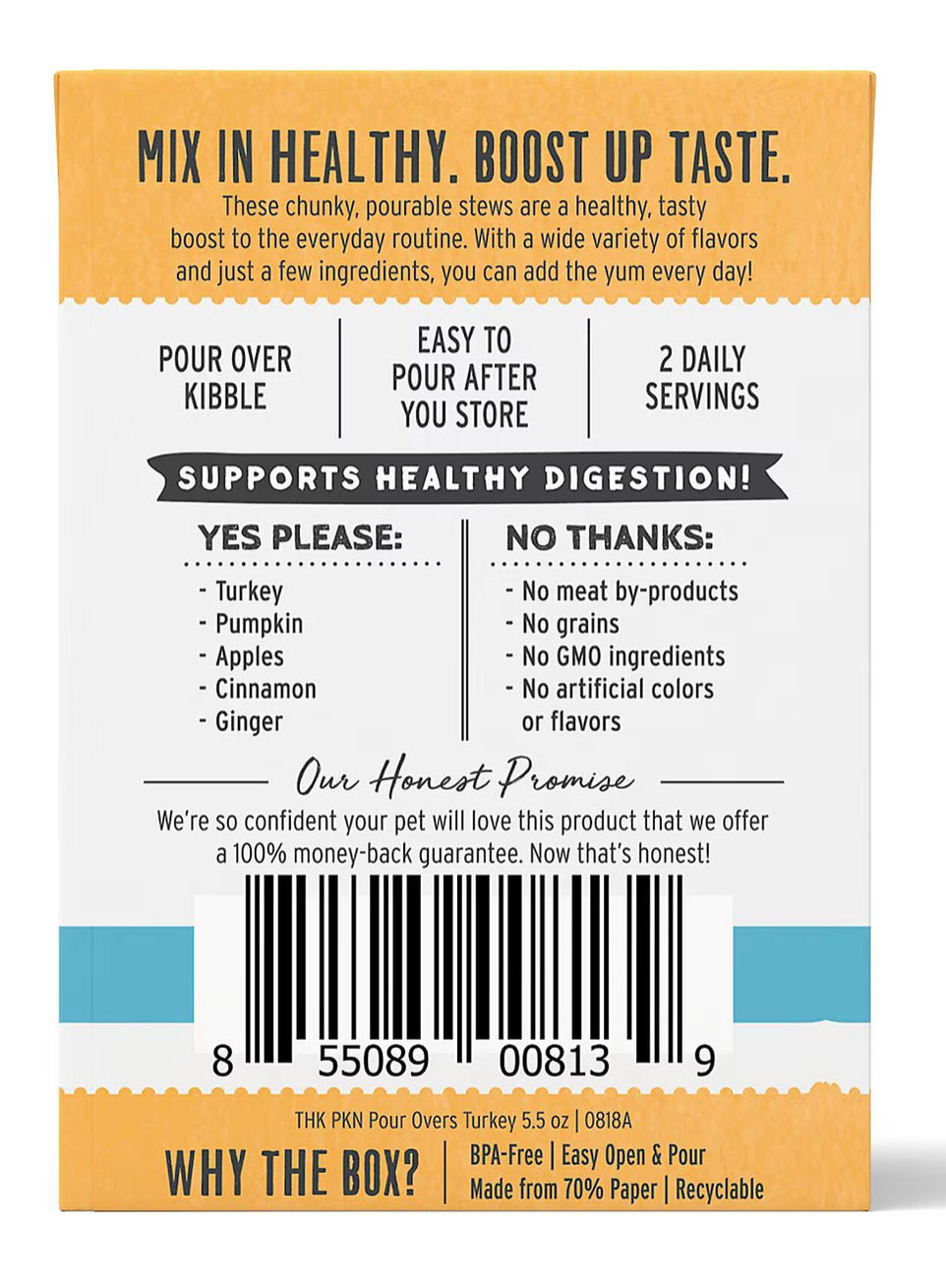 The Honest Kitchen Pumpkin POUR OVERS Turkey & Pumpkin Stew Wet Dog Food Topper, 5.5-oz