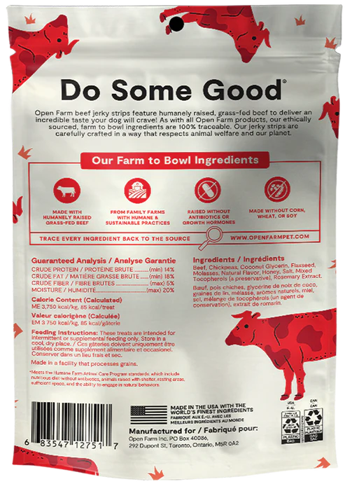 Open Farm Grass-Fed Beef Jerky Strips for Dogs