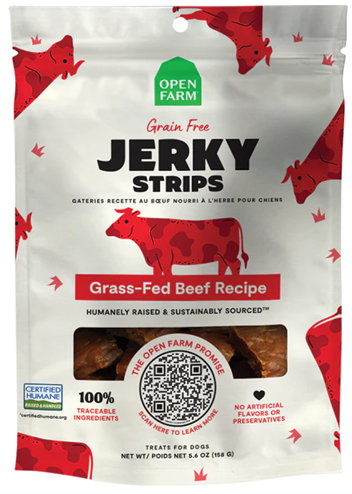 Open Farm Grass-Fed Beef Jerky Strips for Dogs