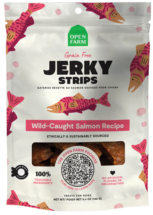 Open Farm Wild-Caught Salmon Jerky Strips for Dogs