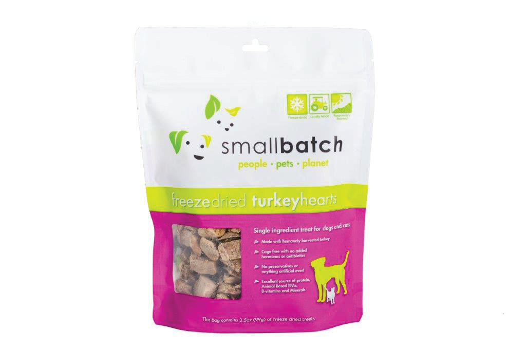 Smallbatch Pets Turkey Hearts Grain-Free Freeze-Dried Dog & Cat Treats, 3.5-oz bag