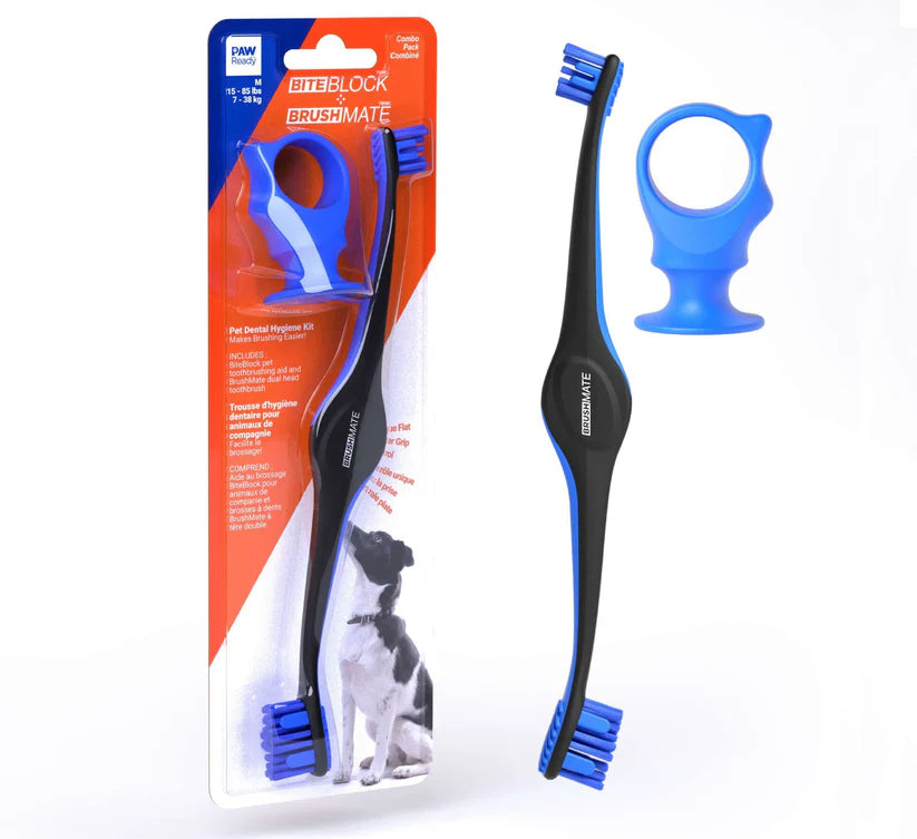Combo BrushMate Pet Toothbrush & Medium BiteBlock- Dog Oral Care