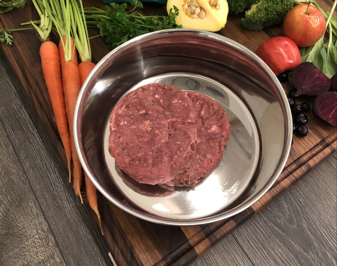 OC Raw Dog Frozen Beef & Produce Patties 6#