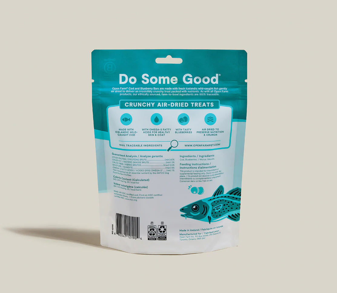 Open Farm Icelandic Air-Dried Cod & Blueberry Dog Treat Bars