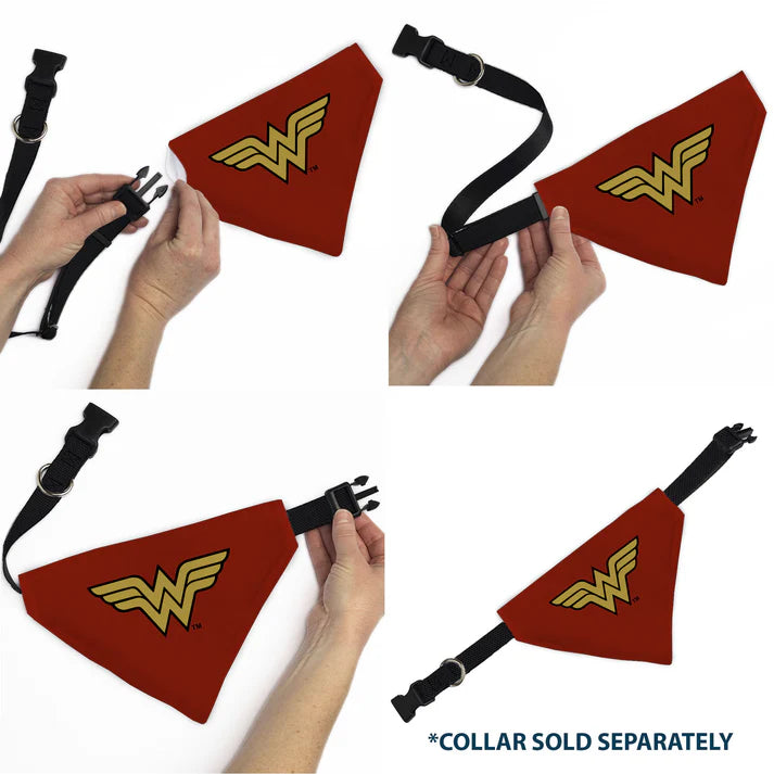 Pet Bandana - Wonder Woman WW Logo Red/Black/Yellow