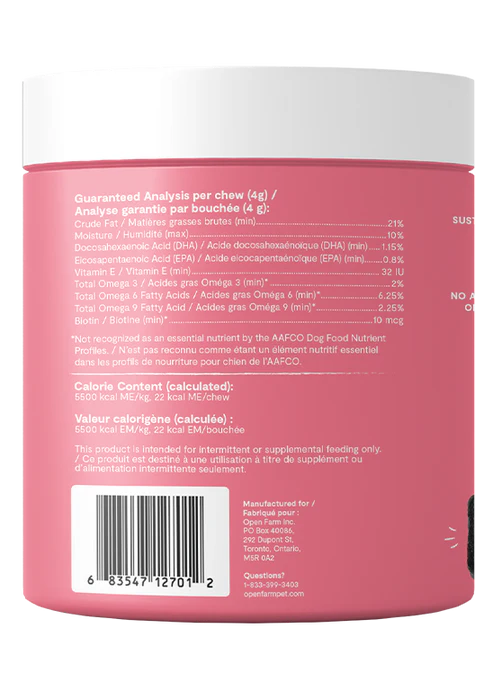 Skin & Coat Food Supplement Chews for Dogs