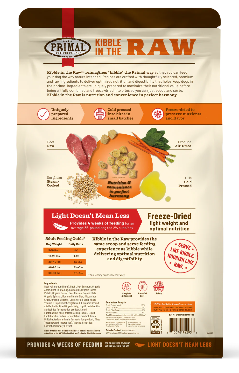 Kibble in the Raw Dog Food Beef Recipe